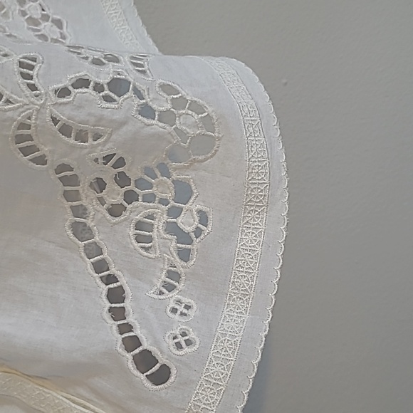 Coldwater Creek White Cotton Floral Eyelet Lace Snap Close Tunic Blouse Top XL - Picture 8 of 16